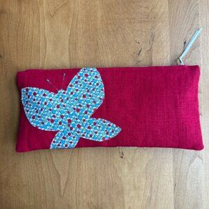 Red Hemp Clutch with Butterfly Detail